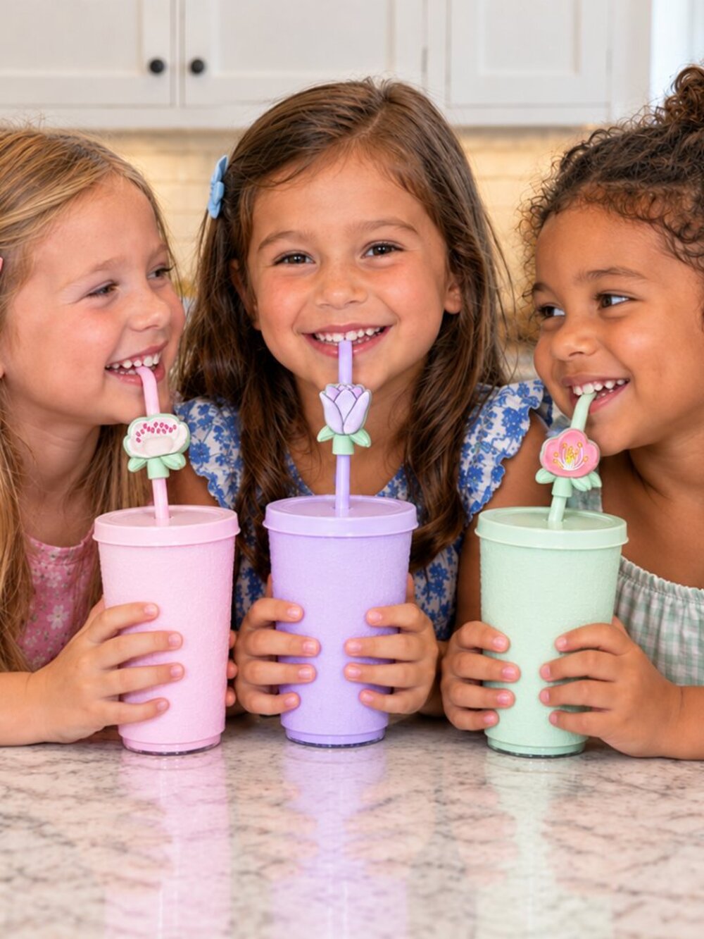 NWT - CWC Cook With Color 6 pc Flower Petal Straw Toppers